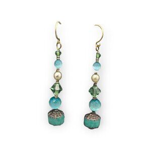 14k Gold Filled Multicolor Faceted Beaded Dangle Earring Gold Tone Hook